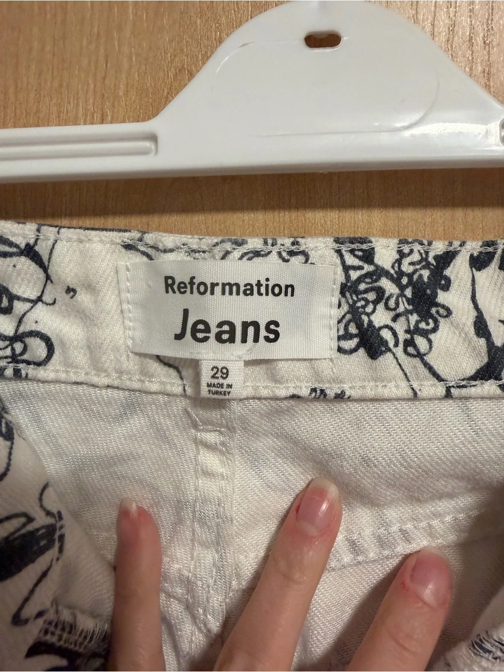 Reformation Abstract Sketch Print High-Waist straight Pants - White/Black - Picture 4 of 4